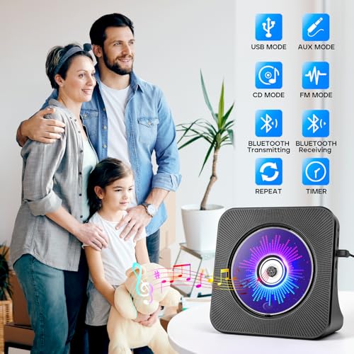 ROADOM 7.4" RCD-608 Portable CD Player 2 Channel Multi-Function Audio Device