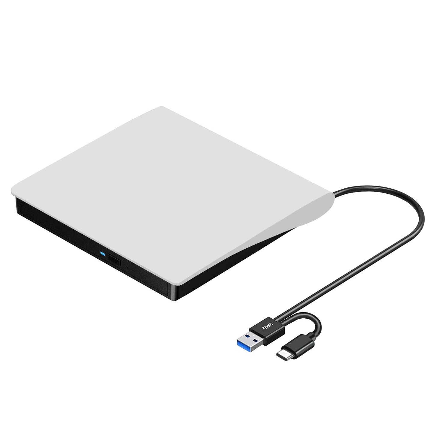 ROOFULL 5.74x5.6x0.65 Inch ECD829-Y-W External CD/DVD Drive, USB 3.0, USB-C, Slim, Portable