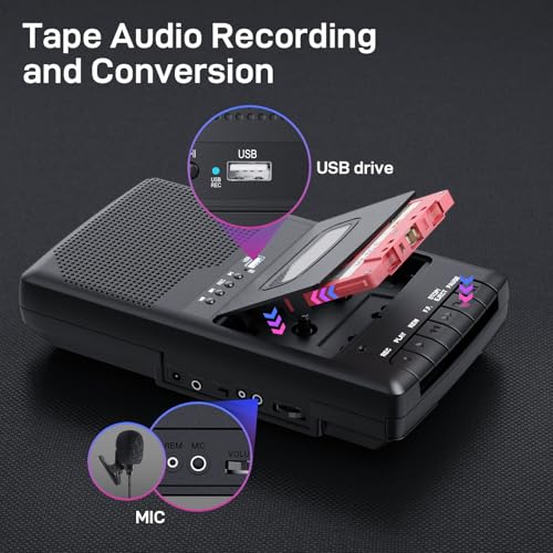 Mersoco Portable USB Cassette Recorder T300-1 32GB 120 Minutes Stereo