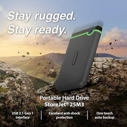 Transcend 2TB TS2TSJ25M3S USB 3.0 External Hard Drive - 2.5" Portable Drive