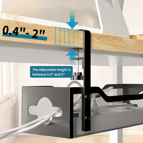 Litwaro 13.38" x 4.72" BJXCJ_01 Under Desk Cable Management Tray, Clamp Mount, Carbon Steel