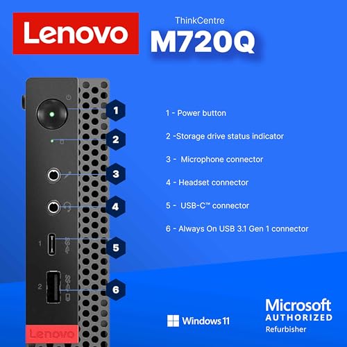 Lenovo ThinkCentre M720Q Mini PC | Windows 11 Pro | Intel Core i5-8400T | 16GB RAM + 500GB SSD | 1920x1080 | Micro Desktop Computer