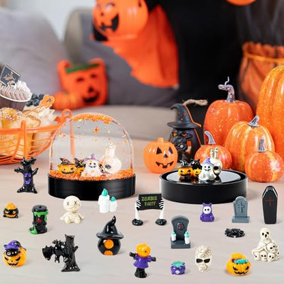 HoniedPepperino 44Pcs HP-Halloween-Snow Globe Kit Resin Craft Set