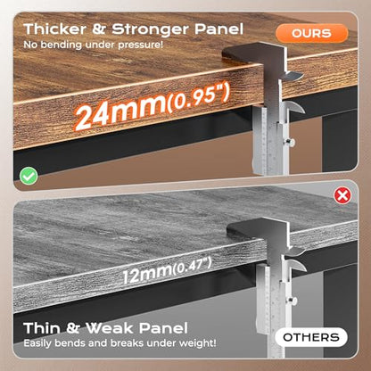 Huuger 54" x 23.6" Rectangular Computer Desk, Rustic Brown with Oil Rubbed Finish, Metal Base, Assembly Required