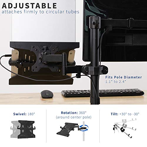 VIVO Steel Universal Full Motion Pole Mount Laptop Holder Arm, Adjustable for 10 to 15.6 inch Laptops, Black, MOUNT-PL1A-LAP3