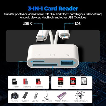 WEZAFO SD Card Reader WZF-DUAL-SLOT-OTG, 2 Ports, USB 2.0, White
