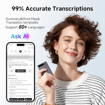 Yorlu 64GB A1-X Digital Voice Recorder, MP3 Audio, Bluetooth, 1800 Minutes Recording