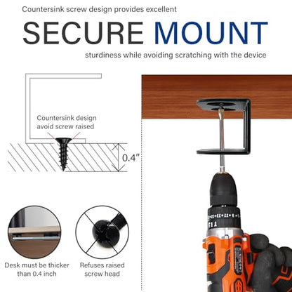 BYMECOST BSA-ZX-NNJ Under Desk Mount Metal Laptop Holder for Devices up to 1.37 inches Thick