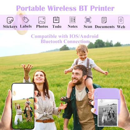 Vicbear 2.25" MP-03-Purple 203 DPI Thermal Printer Portable Monochrome Printing