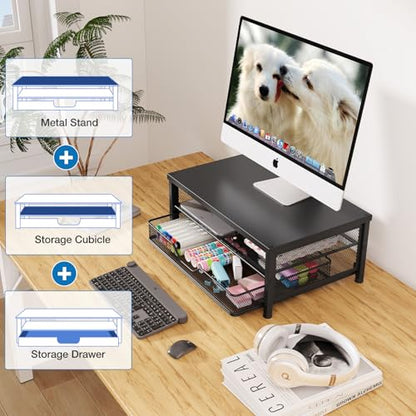 OPNICE 14 x 9.1 x 5.6 inches Computer Monitor Stand with Drawer