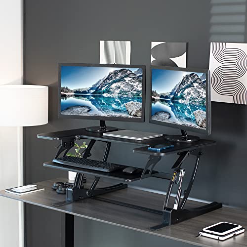 VIVO 36" DESK-V000V Alloy Steel Dual Tier Height Adjustable Computer Desk Workstation