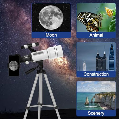 ToyerBee 70mm BY-001CA Fixed Focal Length 300mm Barlow Altazimuth Mount Telescope