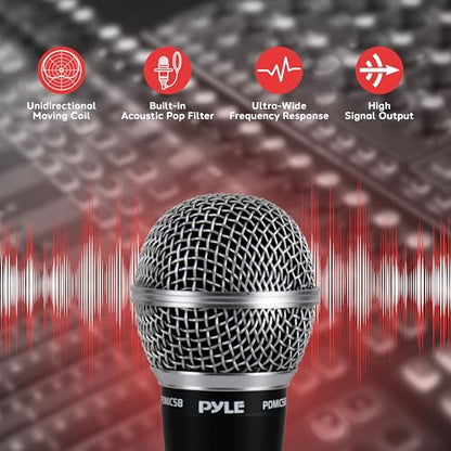 Pyle Handheld Microphone PDMIC58 Dynamic Moving Coil Cardioid Unidirectional, XLR Audio Cable Included