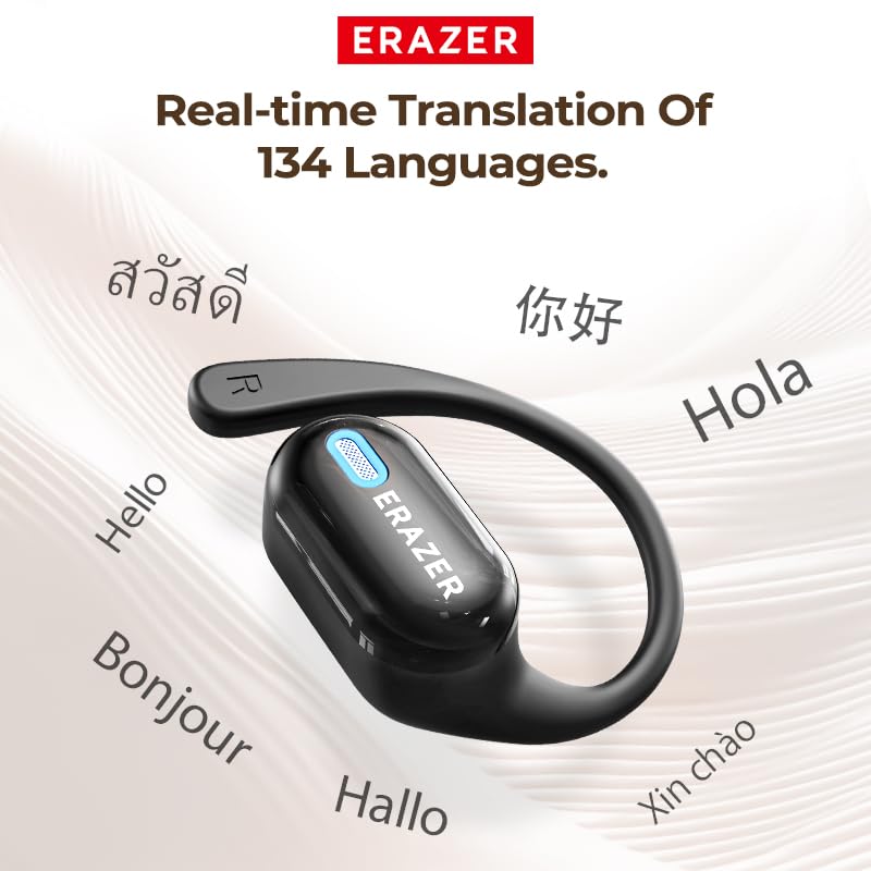 ERAZER 5.04 x 3.74 x 1.93 inches XP18 Translator Device 134 Languages Wireless Earbuds with Bluetooth 6.0