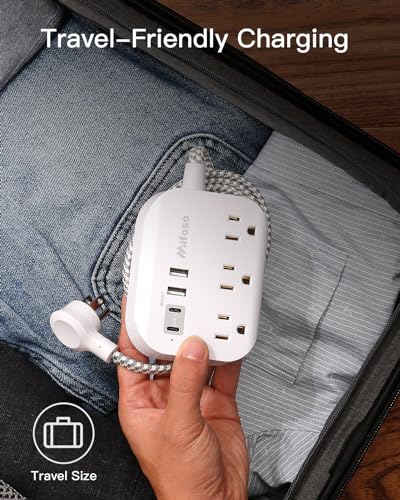 Mifaso 5Ft Power Strip TH8056 with 3 AC Outlets and 4 USB Ports