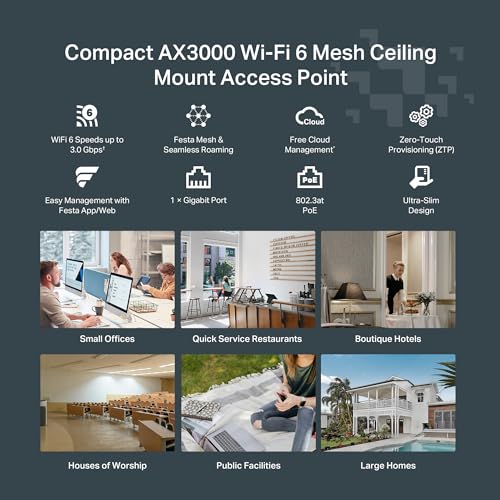 TP-Link 6.3" x 6.3" Festa F65 Wi-Fi 6 AX3000 Wireless Access Point