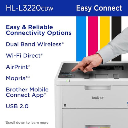 Brother HLL3220CDW Laser Printer 2400 x 600 dpi Network-Ready Color Compact