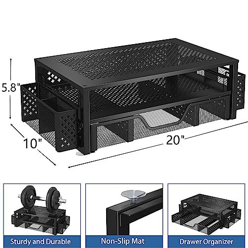 Simple Trending 1 Count ST58593 Metal Monitor Stand with Drawer and Pen Holder Black