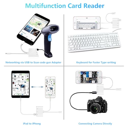 Aplimln SD Card Reader, 3 Slots, USB-A, Lightning & USB-C, Compatible with SD/SDHC/SDXC/microSD/microSDHC/microSDXC
