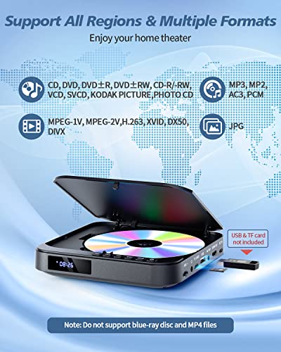 DESOBRY 6.1" x 5.9" x 1.2" MD115B 1080p Mini DVD Player HDMI Compact AV Output