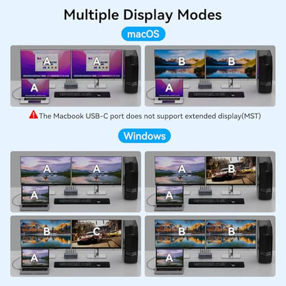 DGYBDFC 13-in-1 KVM Switch KY-US-SW522P-1 4K60Hz HDMI/DP Dual Monitor Docking Station