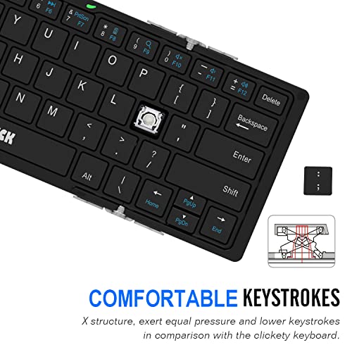 Arteck 64-Key Folding Bluetooth Keyboard HB066 Wireless Rechargeable Black