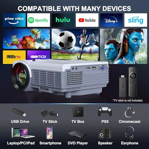 FUDONI Portable P1 Projector 1080P 18000L LCD