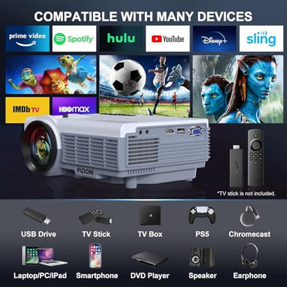 FUDONI Portable P1 Projector 1080P 18000L LCD