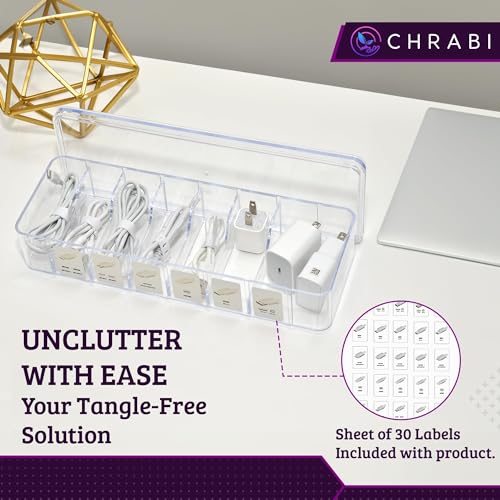 CHRABI 10.75"L x 3.75"W x 2.38"H Model COB23 Cable Organizer Box Set with 3 Units and 8 Compartments