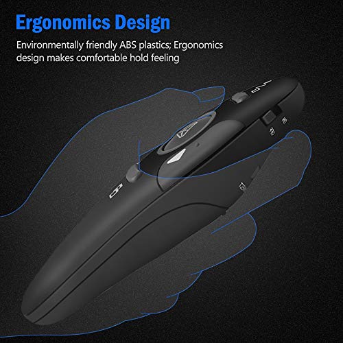 DinoFire 8541661066 USB Wireless Presentation Remote Clicker 50 Feet Range 3 Buttons Ergonomic Design