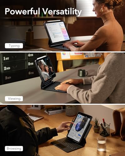 ESR iPad Air 11" Case with Keyboard Model 6B014 - Mechanical, QWERTY Keyboard, Bluetooth Connectivity, Flexible Layout