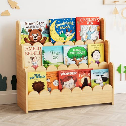 SpaceAid 3-Tier Wooden Bookshelf 62MTSJ-01K-3N Floor Mount Natural Finish