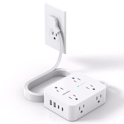 HANYCONY 8 Outlet Surge Protector Power Strip Model HN8U5WC2 with 4 USB Ports, 125 Volts, 15 Amps