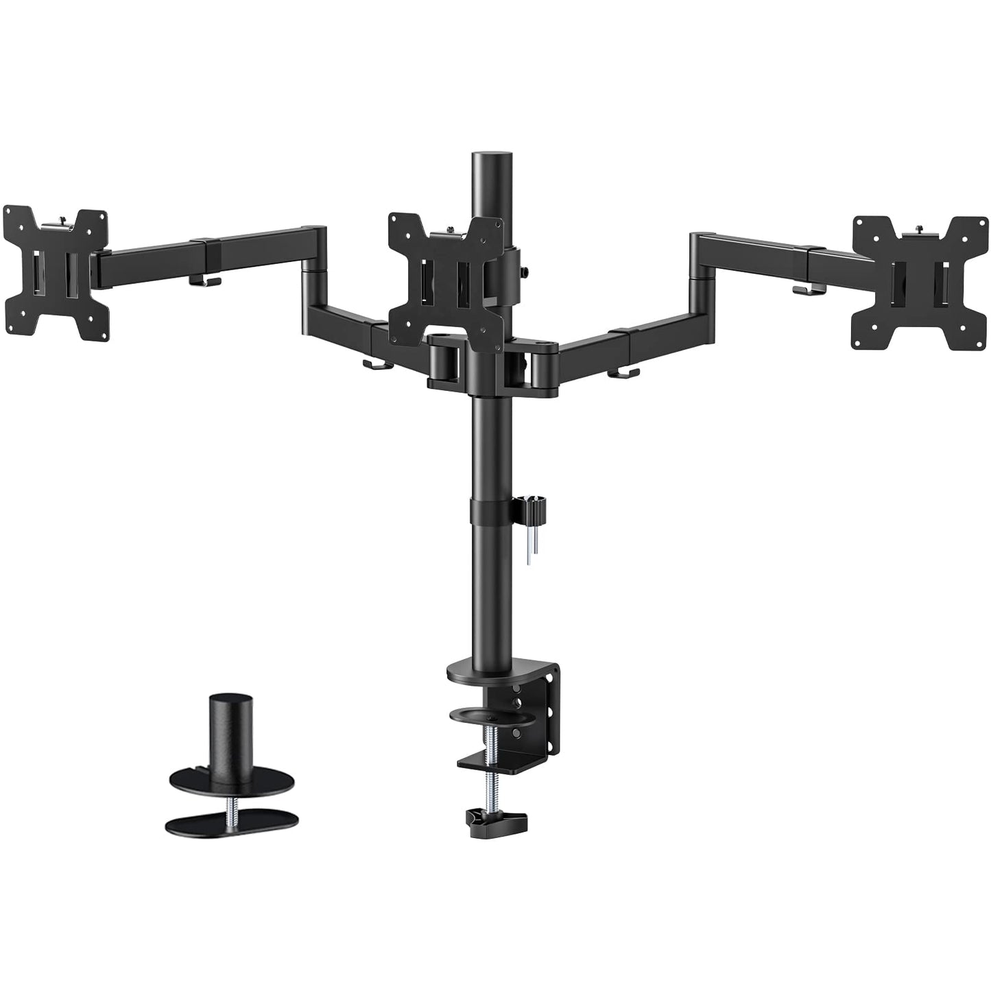 WALI M003S Triple Monitor Mount, Tabletop Mount, 13-27 inch Monitor, 22 lbs Capacity, Metal, Black
