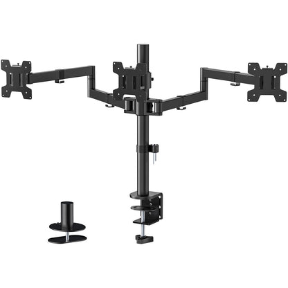 WALI M003S Triple Monitor Mount, Tabletop Mount, 13-27 inch Monitor, 22 lbs Capacity, Metal, Black