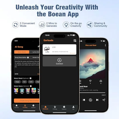 Boean U18 Wireless Bluetooth Headphones with Ergonomic Design and 16 Hour Playtime