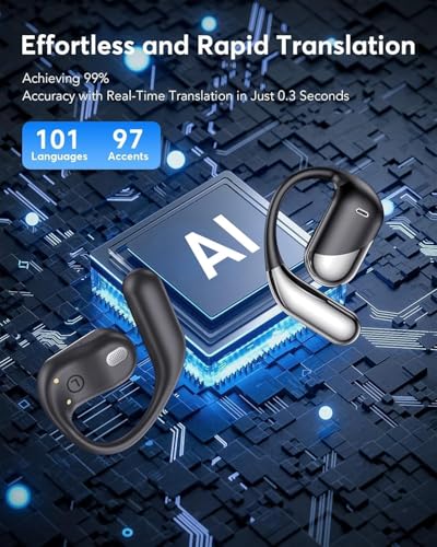 Paekole 1 Count YYK-Q16H5AI Wireless AI Translation Earbuds Bluetooth 6.1 Waterproof Noise Cancellation 3-in-1