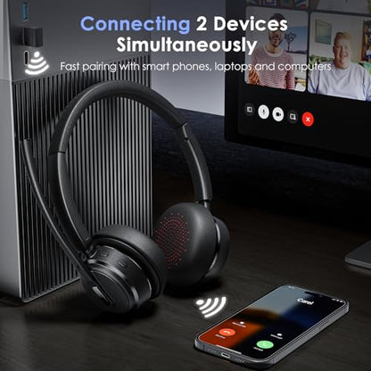 Mopchnic 1.0 Wireless Headset DH18 Noise Cancelling On-Ear Bluetooth Compatible with USB Dongle
