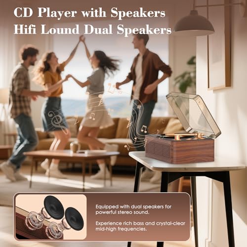 Kegaudio Portable CD Player K-Y01118 Auxiliary Dual Channel Dark Walnut