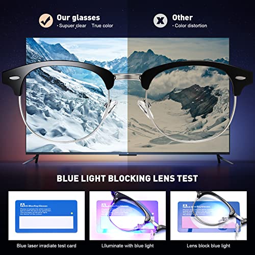 AOMASTE Medium Semi Rimless Blue Light Blocking Glasses Polycarbonate Lens Rectangular Frame