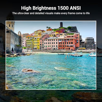HAPPRUN 6.6" x 3.2" x 7.9" H11 1920 x 1080 1500 ANSI LED Projector