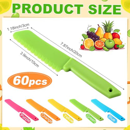 Dinifee 7.68x1.3x0.39 Plastic Kid Safe Knives Set 60 Pieces Children Kitchen Utensil