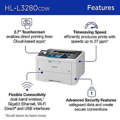 Brother HL-L3280CDW 2400x600 Color Laser Printer with Auto Duplex Network-Ready