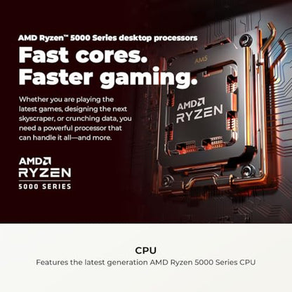 CyberPowerPC Computer Tower GMA3100A3 AMD Ryzen 5 5500 3.6GHz 2560 x 1440 4GB GDDR6 LED Computer Tower