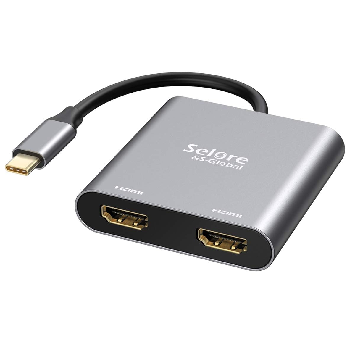Selore&S-Global USB C to Dual HDMI Adapter UC703 4K @60Hz HDMI 2 Ports
