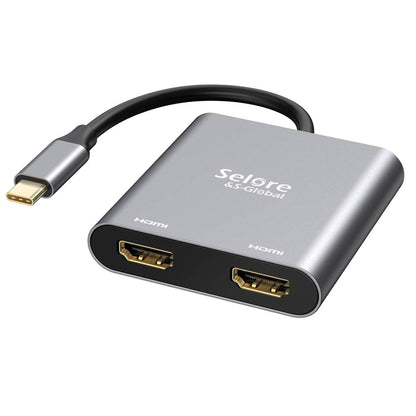 Selore&S-Global USB C to Dual HDMI Adapter UC703 4K @60Hz HDMI 2 Ports