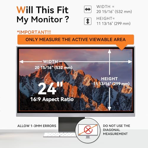 Mamol 24 Inch Computer Privacy Screen for 16:9 Aspect Ratio Anti-Glare Filter