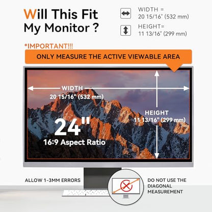 Mamol 24 Inch Computer Privacy Screen for 16:9 Aspect Ratio Anti-Glare Filter