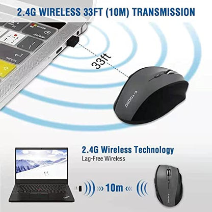 E-YOOSO Wireless Mouse Right-Handed Model E-1010 USB Connectivity, 18 Months Battery Life, 4800 DPI, 6 Buttons