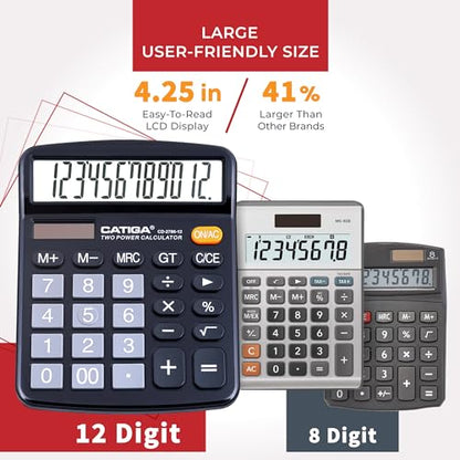 CATIGA 6" x 4.72" CD-2786 LCD Solar Powered Standard Function Calculator
